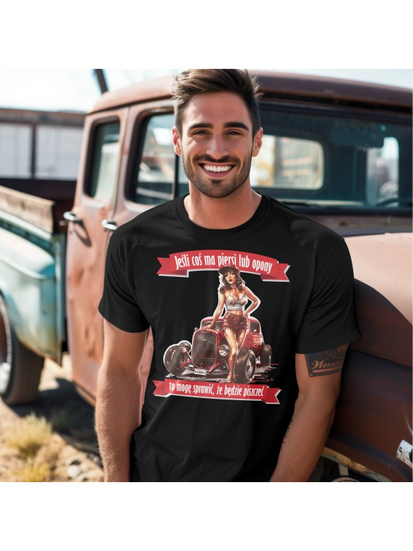 Koszulka z Hot Rod i PinUp Girl | Old Wheels Customz