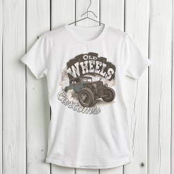 Koszulka z Logo Old Wheels Customz - Moda dla Fanów Motoryzacji