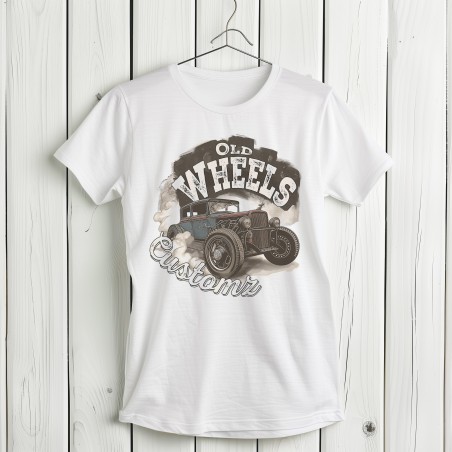 Koszulka z Logo Old Wheels Customz - Moda dla Fanów Motoryzacji