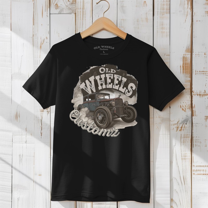 Koszulka z Logo Old Wheels Customz - Moda dla Fanów Motoryzacji