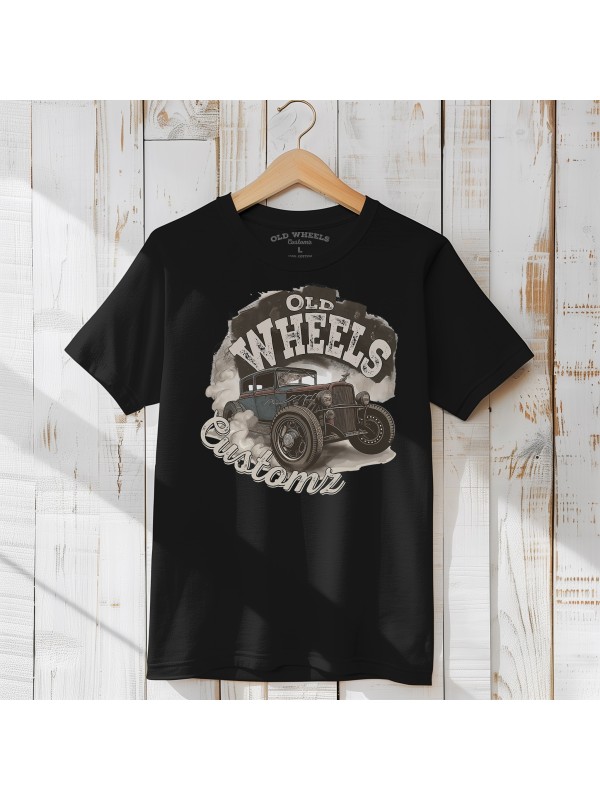 Koszulka z Logo Old Wheels Customz - Moda dla Fanów Motoryzacji
