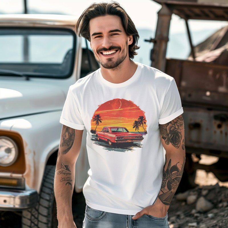 Koszulka California Sunset - Moda Motoryzacyjna | Old Wheels Customz