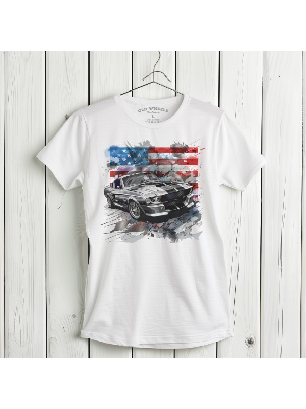 Koszulka Mustang Eleanor z Amerykańską Flagą | Old Wheels Customz