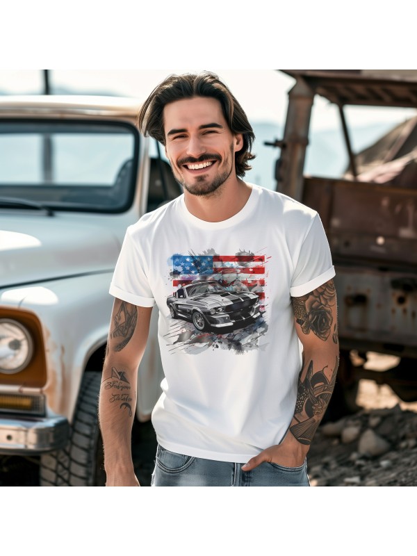 Koszulka Mustang Eleanor z Amerykańską Flagą | Old Wheels Customz