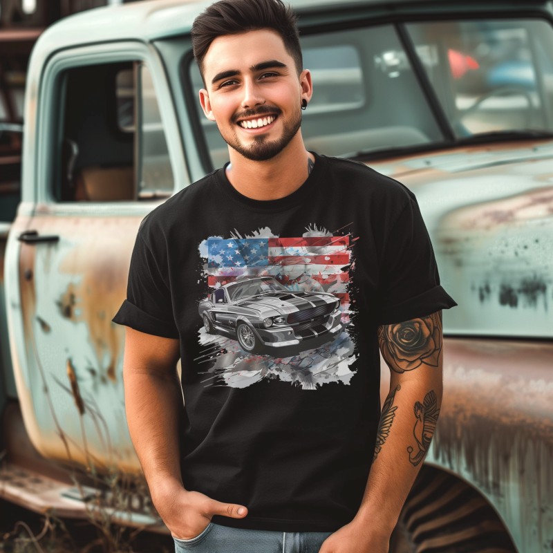 Koszulka Mustang Eleanor z Amerykańską Flagą | Old Wheels Customz
