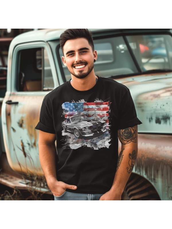 Koszulka Mustang Eleanor z Amerykańską Flagą | Old Wheels Customz